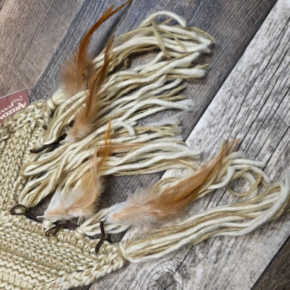 NWT Chunky Knit Feather Fringe Scarf Boho Western Y2K Indie Sleaze Arizona Jean